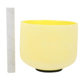 8inch Note B Frosted Quartz Crystal Singing Bowl Meditation Musical Instrument BowlYellow