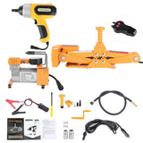 3 Ton Electric Jack 16.5in Lifting with Electric Impact Wrench Air Pump Set for Tire Replace Repair