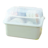 Utensil Drying Rack Box Plastic Cutlery Container with Lid Tableware Storage Cabinet for Bowl Dish Chopstic Gray White L