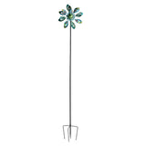 Double Layer Wind Spinners Metal Windmill Spinner with Ground Stake Solar Light Bulb for Outdoor Garden Lawn
