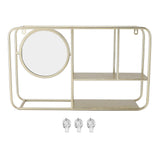 Gold Wall Mounted Shelf Rectangular Nordic Style Innovative Minimalist Iron Wall Storage Shelf for Entryway Living Room Bedroom