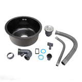 Undermount Small Kitchen Sink Professional Nano Black Stainless Steel Single Bowl Kitchen Bar Sink for Kitchen Bar Diameter 15.7in