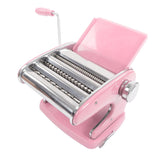 Noodles Maker Multifunction Hand Crank Pasta Machine for Lasagna Fettuccine Dumpling Wrapper Sakura Pink Suction Cup Type 3 Blade