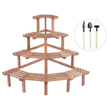 4 Tiers Pine Wood Corner Flower Pot Stand Plant Display Shelf Garden Decor (Natural Wood)
