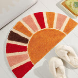 Semi-circular Retro Sunbath Mat Fun Cute Carpet Anti-slip Microfiber Plush Washable Water Absorbent Floor Mat Suitable For Bathtub Sink 40cm X 60cm Or
