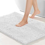 (White) Bathroom rug 80cm  50cm, non-slip bath mat, suitable for bathroom, easier to dry, plush bathroom, shower and sink white