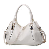 (White) Women Handbag Large Capacity Soft Pu Leather Shoulder Handle Crossbody Bag White