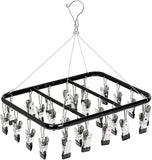 Black Sock Drying Rack, Clothes Rack With 26 Pegs, Durable Drying Rack, Sock Clips For Baby Clothes, Underwear, Pants, Hats, Gloves, 1 Piece (glows At