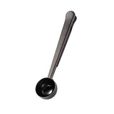 2-in-1 Coffee Spoon And Bag Holder, Stainless Steel Coffee Spoon And Bag Holder, Suitable For Grinding Coffee And Coffee Beans, 1 Piece (black 430).