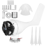 800W Small Wind Generator Kit 3 Blades Power Turbines Parts for Marine Home ChargingWhite 24V