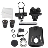 Black Binocular Stereo Microscope Set with Light Source Eyepiece 10X Binocular Microscope Kit 100240V US Plug