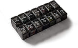 Day Medicine Box - 7 Compartments - 2 Compartments - Medicine Box - Easy Open - 14 Compartments - Weekly Division (all Black)