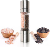 Spice Mill, Stainless Steel And Abs Double Head Manual Pepper Mill, Spice Grinder Funnel, Salt Mill (stainless Steel)