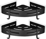 Aviation Aluminum No Drilling Corner Shower Caddy With 2 Rustproof Shower Hooks Sticker Holder 2pcs Bathroom Items (black Edge Corner - No Brand Tag)