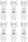 Set Of 6 Clothespins, Cartoon Cat Chip Clips, Cute Cat Clothespins, Metal Spring Food Bag Snack Clips (white 6 Packs)