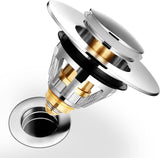 Homogeneous Universal Sink, Anti - Blockage Drain Valve And Tub Valve, Stainless Steel And Pure Copper, Hair Odor Resistant, For 1pc Hole 1.33