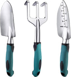 Garden Tool Set, 3 Piece Cast Aluminum Heavy Duty Garden Tool Set With Non-slip Soft Rubber Handle, Durable Garden Hand Tools Yard Gifts For Men And W