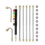 Pressure Washer Wand Car Wash Gun Extension 9 Pack - With 6 Nozzles, 60° & 90°, Curved Rod, 1/4'' Quick Connect