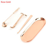 4Pcs Stainless Steel Candle Snuffer Trimmer Set Candle Hook Tray Dipper Scissors Candle Accessory Set Home Extinguisher Tool