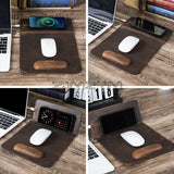 Wireless 15W Fast Charging with Foldable Phone Holder Gaming Mouse Pad Leather Large Computer Mousepad