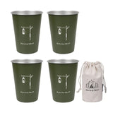 4Pcs 350ml Camping Beer with Bag Coffee Milk Tumblers 304 Stainless Steel Portable Water Cup for Outdoor Barbecue