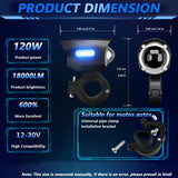 1 Pair 120W LED Motorcycle Headlights 18000LM IP67 Waterproof Headlamp Spotlights Fog Head Light for Truck Pickup Golf Cart ATV