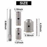 Concrete Saw Kits SDS Plus Shank Wall Hole Cutter Cement Drill Bit Sets(30, 40, 60mm), with 220mm Connecting Rod