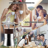 Maker Glass-Top & Stainless Steel Espresso Moka Pot,Classic Italian Coffee Maker, 240Ml
