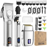 Resuxi 978 Metal Body Clipper LCD Digital Display Men's Oil Engraving Electric Razor Set Hair Trimmer for Men