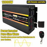 12000W DC 12V TO AC 220V Pure Sine Wave Inverter LED Display Car Inverters Converter Voltage Transformer With Remote Controller