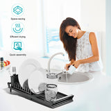 1PCS Dish Drying Utensils Drainer With Drain Basket Countertop Dinnerware Organizer Kitchen Storage Rack