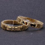Gold Stainless Steel Men's Diamond Bracelet