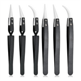 6Pcs Precision Reverse Ceramic Set, Resistant Electronics Soldering Tweezers Anti-Magnetic Pointed for Solder A