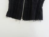 Spring Women's Tight Zipper Raw Edge Denim Top