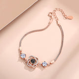 Silver Double Heart Projection Bracelet Ladies Simple