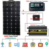 110V/220V System 300W Panel+150A Solar Charge Controller 4000W 6000W 8000W Inverter Emergency Power Generation Kit