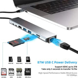 Type C To 2 HDMI-compatible Dual Monitor with Gigabit RJ45 USB HUB PD 3.5mm SD/TF USB-C Data Transmission Adapter