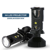 Y6D H4 LED Headlight Projector Lens with Fan Cooling 90W Automobile Hi Lo Beam Bulb 12V 6000K RHD LHD