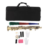 Soprano Saxophone BB Key Sax Straight Instrument for Beginner Intermediate Players Student with Carrying Case