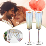 2 Pcs Creative Heart Shaped Glass Red White Wine Glasses Elegant Goblet Champagne Drinking Cup Household Valentine Gift