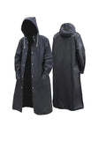 Black Fashion Adult Waterproof Long Raincoat Women Men Rain Coat Hooded For Outdoor Hiking Travel Fishing Climbing Thickened