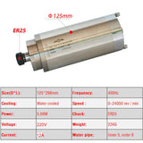 5.5KW CNC Motor 220V 380V Water Cooled Milg hine Z Axis Shaft 5500W 125mm Diameter Spindle ER25 Collet Chuck