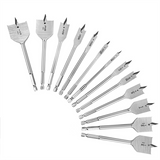 13x Spade Drill Sets,Alloy Steel Paddle Bit with Quick Change Shank, Flat Wood Hole Cutter 1/4inch to 1-1/2inch