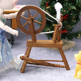 1:12 Scale Dollhouse Miniature Hand Reeling hine Wooden Retro Mini Spinning Wheel Brown