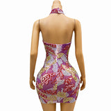 Nofan's Design Sense Cheongsam Wrapped Hip Short Skirt Full Diamond Sexy Off Shoulder Banquet Party Dress