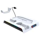 For PS5 Slim Console Coog Dock 3-Speed Airw Gamepad Holder Charging Headset Hanger with RGB Lights