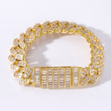 Men's Wide Cubic Zirconia Diamond Flap Buckle Bracelet