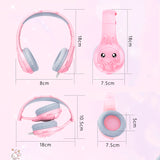 Cartoon Headphones Portable Foldable Kids Wired Headphone Built-in Share Port with Mic Support Handsfree Safety Volume Headset