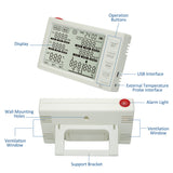 8-in-1 Tester Analyzer Detector for CO₂/HCHO/TVOC/CO/External Temperature Probe/Time Air Quality Monitor