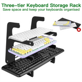 3-Tier Holder Display Stand Shelf for Storage Three Mechanical Keyboard Black